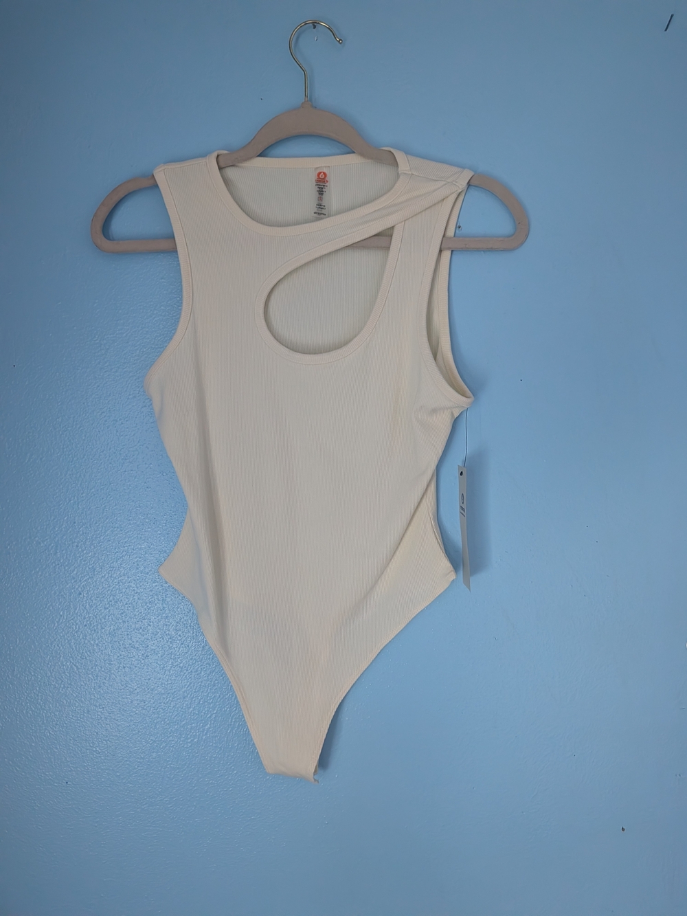 Brand New- Mono B Cream Asymmetric Cut Out Bodysuit